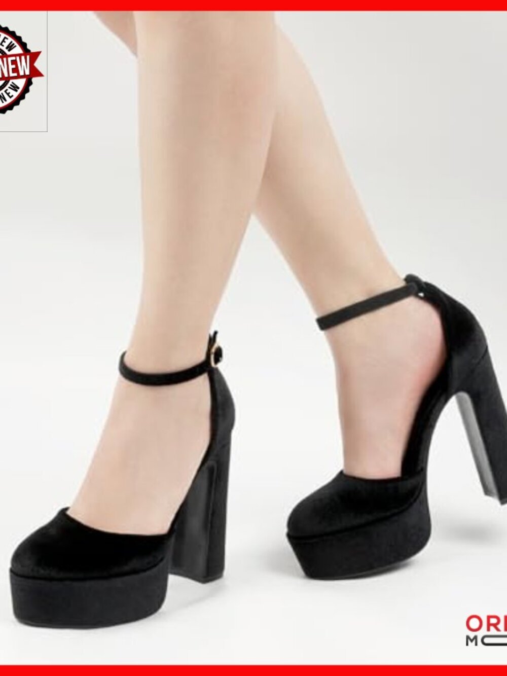5 Inch Chunky Heel Platform Pumps with Ankle Strap for Wedding Party - Picture 2 of 7